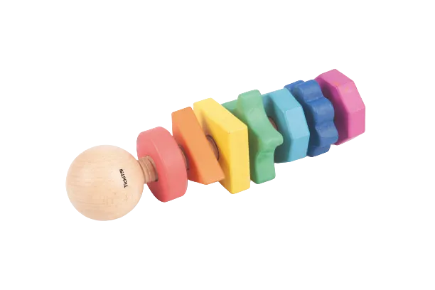 Regenbogen-Twister aus Holz